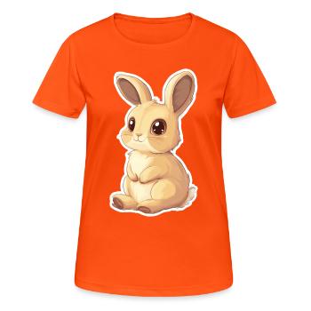 Hase - Frauen T-Shirt atmungsaktiv - Neonorange - Vorne - AI Model Female 172 dark (172cm)