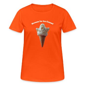 Geisterkegel-Wirbel - Frauen T-Shirt atmungsaktiv - Neonorange - Vorne - AI Model Female 172 dark (172cm)