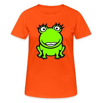 Frosch Girl Wimpern hübsche Frau weiblich Mädchen - Frauen T-Shirt atmungsaktiv - Neonorange - Vorne - AI Model Female 172 dark (172cm)