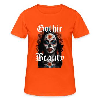 Beauté gothique crâne en sucre - T-shirt respirant Femme - orange néon - Devant - AI Model Female 172 dark (172cm)