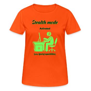Mode furtif actif - T-shirt respirant Femme - orange néon - Devant - AI Model Female 172 dark (172cm)