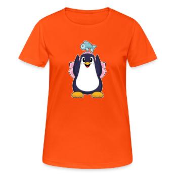 Pinguin Braut Schleier Hochzeit - Frauen T-Shirt atmungsaktiv - Neonorange - Vorne - AI Model Female 172 dark (172cm)