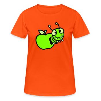 Chenille peeps trou de pomme bande dessinée drôle mignon mignon mignon - T-shirt respirant Femme - orange néon - Devant - AI Model Female 172 dark (172cm)
