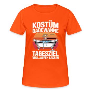 Retro Badewanne Sonnenuntergang - Frauen T-Shirt atmungsaktiv - Neonorange - Vorne - AI Model Female 172 dark (172cm)