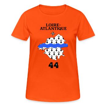 Loire Atlantique 44 - T-shirt respirant Femme - orange néon - Devant - AI Model Female 172 dark (172cm)