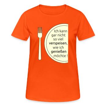 Eat and enjoy - Women's Breathable T-Shirt - neon orange - Front - AI Model Female 172 dark (172cm)
