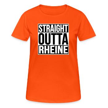 STRAIGHT OUTTA RHEINE - Frauen T-Shirt atmungsaktiv - Neonorange - Vorne - AI Model Female 172 dark (172cm)