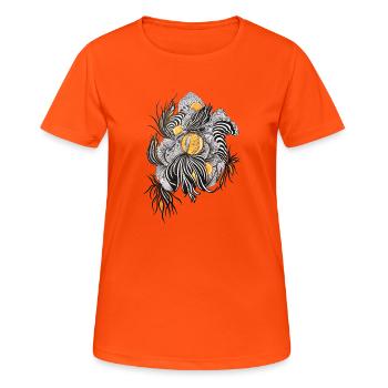 Noir Blossoms Orange Accents - Women's Breathable T-Shirt - neon orange - Front - AI Model Female 172 dark (172cm)