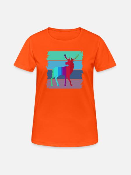 Hirsch - Frauen T-Shirt atmungsaktiv - Neonorange