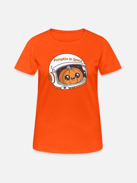 Weltraum-Astronaut Kürbis - Frauen T-Shirt atmungsaktiv - Neonorange