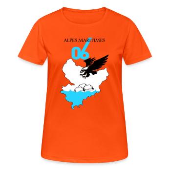 Alpes Maritimes - Frauen T-Shirt atmungsaktiv - Neonorange - Vorne - AI Model Female 172 dark (172cm)