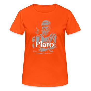 Portrait de tasse à café Platon - T-shirt respirant Femme - orange néon - Devant - AI Model Female 172 dark (172cm)