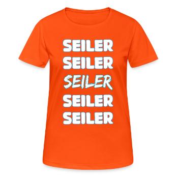 Job Seiler - Frauen T-Shirt atmungsaktiv - Neonorange - Vorne - AI Model Female 172 dark (172cm)