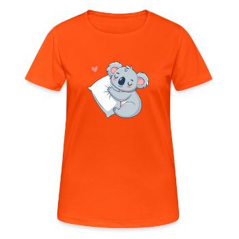 Koala cuddle on pillow - Women's Breathable T-Shirt - neon orange - Front - AI Model Female 172 dark (172cm)