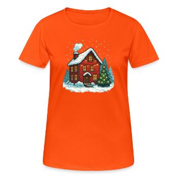 Maison d’hiver avec lumières - T-shirt respirant Femme - orange néon - Devant - AI Model Female 172 dark (172cm)