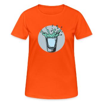Spritziges Glas-Splash Motiv - Frauen T-Shirt atmungsaktiv - Neonorange - Vorne - AI Model Female 172 dark (172cm)