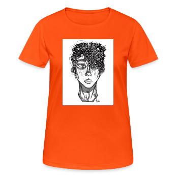 Doodle The Face - Frauen T-Shirt atmungsaktiv - Neonorange - Vorne - AI Model Female 172 dark (172cm)