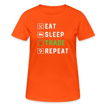 Geld Finanzen Aktien Trading Bitcoin Kapital - Frauen T-Shirt atmungsaktiv - Neonorange - Vorne - AI Model Female 172 dark (172cm)