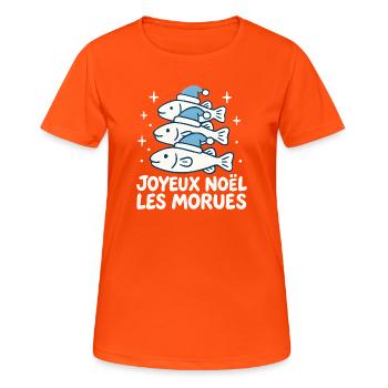 Morues de Noël en trio - T-shirt respirant Femme - orange néon - Devant - AI Model Female 172 dark (172cm)