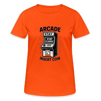 Arcade Klassiker Insert Coin - Frauen T-Shirt atmungsaktiv - Neonorange - Vorne - AI Model Female 172 dark (172cm)