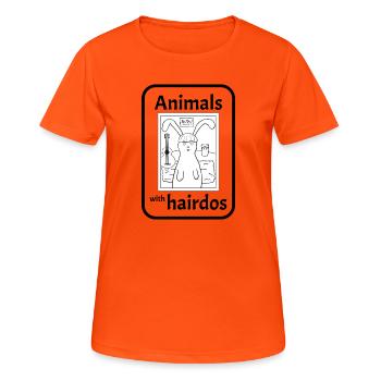 Hase mit Frisur - Frauen T-Shirt atmungsaktiv - Neonorange - Vorne - AI Model Female 172 dark (172cm)