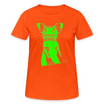 Bulldoge - Frauen T-Shirt atmungsaktiv - Neonorange - Vorne - AI Model Female 172 dark (172cm)