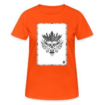Crâne couronné d'épées noir et blanc - T-shirt respirant Femme - orange néon - Devant - AI Model Female 172 dark (172cm)