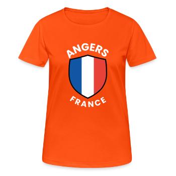 Angers France Shield Emblem - Women's Breathable T-Shirt - neon orange - Front - AI Model Female 172 dark (172cm)