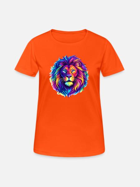 Löwe Neon Animal - Frauen T-Shirt atmungsaktiv - Neonorange