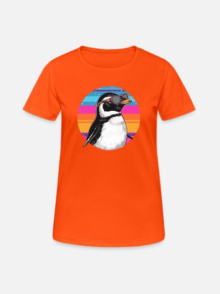 Penguin Neon-Goggles Retro - Frauen T-Shirt atmungsaktiv - Neonorange