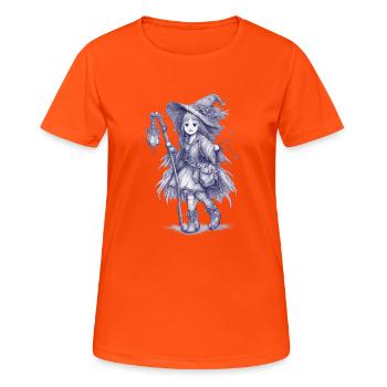 Waldhexe mit Laterne - Frauen T-Shirt atmungsaktiv - Neonorange - Vorne - AI Model Female 172 dark (172cm)