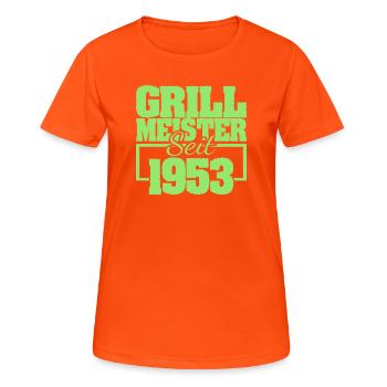 1953 - Frauen T-Shirt atmungsaktiv - Neonorange - Vorne - AI Model Female 172 dark (172cm)