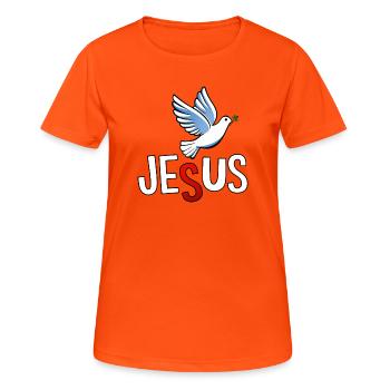 Lettrage de Colombe et JÉSUS - T-shirt respirant Femme - orange néon - Devant - AI Model Female 172 dark (172cm)