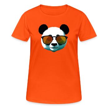 Panda mit Sonnenbrille Farbverlauf - Frauen T-Shirt atmungsaktiv - Neonorange - Vorne - AI Model Female 172 dark (172cm)