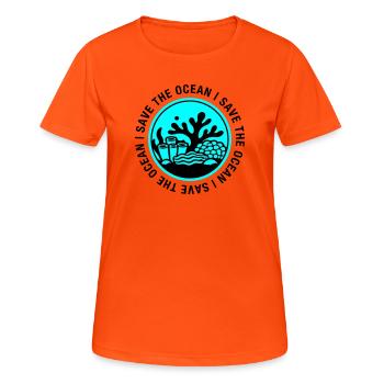 Sauver l’océan - T-shirt respirant Femme - orange néon - Devant - AI Model Female 172 dark (172cm)