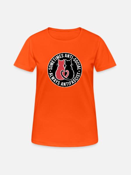 Anti Social Antifa - Antifascist Merch - Frauen T-Shirt atmungsaktiv - Neonorange