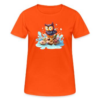 L’Île à la chouette avec des douceurs - T-shirt respirant Femme - orange néon - Devant - AI Model Female 172 dark (172cm)