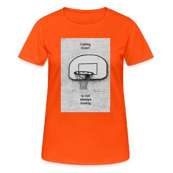 Falling Down Is Not Always Losing – Poster - Frauen T-Shirt atmungsaktiv - Neonorange - Vorne - AI Model Female 172 dark (172cm)