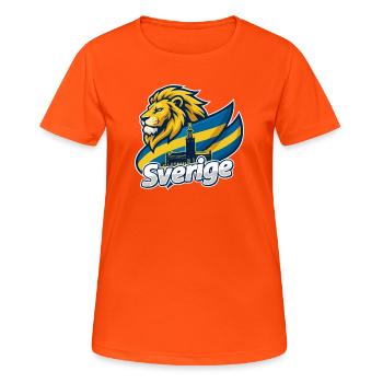 Schwedische Löwenflagge - Frauen T-Shirt atmungsaktiv - Neonorange - Vorne - AI Model Female 172 dark (172cm)