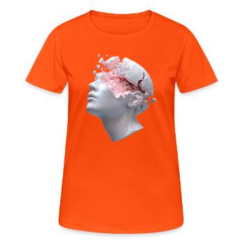 Decaying head, inner thoughts as debris - Women's Breathable T-Shirt - neon orange - Front - AI Model Female 172 dark (172cm)