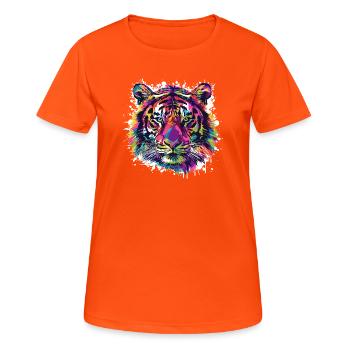 Éclat de couleur animal tigre - T-shirt respirant Femme - orange néon - Devant - AI Model Female 172 dark (172cm)