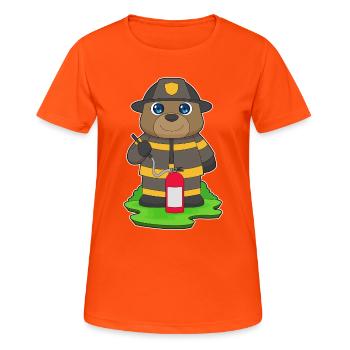 Brigade des pompiers Bear Extincteur d’incendie - T-shirt respirant Femme - orange néon - Devant - AI Model Female 172 dark (172cm)