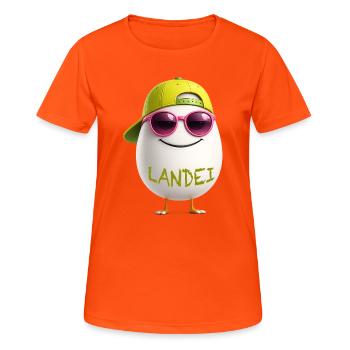 Landei mit Neon Sonnenbrille - Frauen T-Shirt atmungsaktiv - Neonorange - Vorne - AI Model Female 172 dark (172cm)
