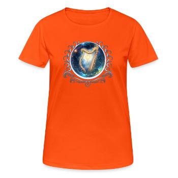 Sky Harp im Stellaren Strudel - Frauen T-Shirt atmungsaktiv - Neonorange - Vorne - AI Model Female 172 dark (172cm)