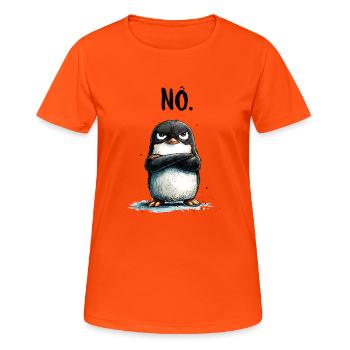 Grummeliger Pinguin Nö Statement Motiv - Frauen T-Shirt atmungsaktiv - Neonorange - Vorne - AI Model Female 172 dark (172cm)