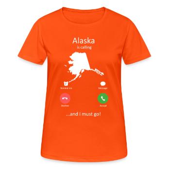 Alaskan Malamute Is Calling Funny Dog Owner - Women's Breathable T-Shirt - neon orange - Front - AI Model Female 172 dark (172cm)
