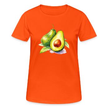 Avocado Aquarell Frische - Frauen T-Shirt atmungsaktiv - Neonorange - Vorne - AI Model Female 172 dark (172cm)