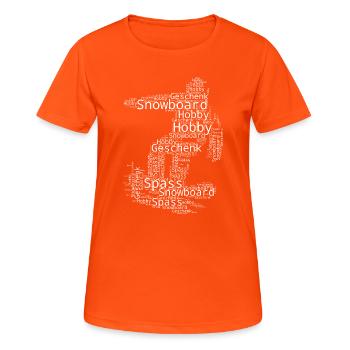 Illustration de snowboard pour snowboard - T-shirt respirant Femme - orange néon - Devant - AI Model Female 172 dark (172cm)