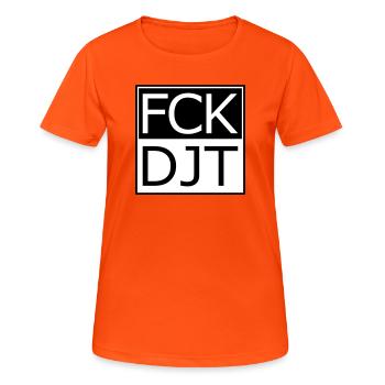 Provokante Blocktypografie Protest - Frauen T-Shirt atmungsaktiv - Neonorange - Vorne - AI Model Female 172 dark (172cm)