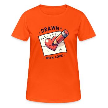 Drawn with Love Heart Sketch - Women's Breathable T-Shirt - neon orange - Front - AI Model Female 172 dark (172cm)